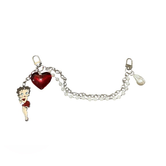 Betty Boop Black Shoulder Bag with Betty Boop purse Charm - Picture 3 of 8